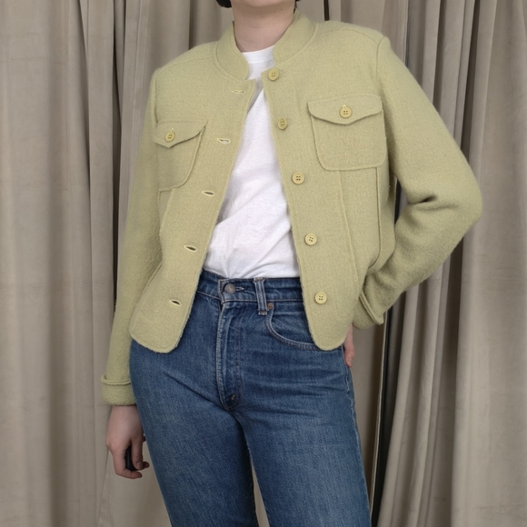 Vintage Jackets & Blazers - Mythology Light Pastel Green Wool Jacket
